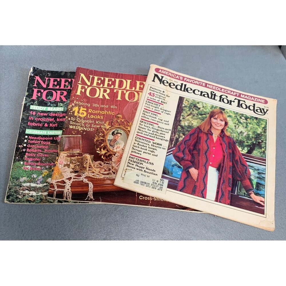 Vintage Needlecraft for Today Magazine 1984 Set of 3 Crochet Knit Fabric Jan- Ju